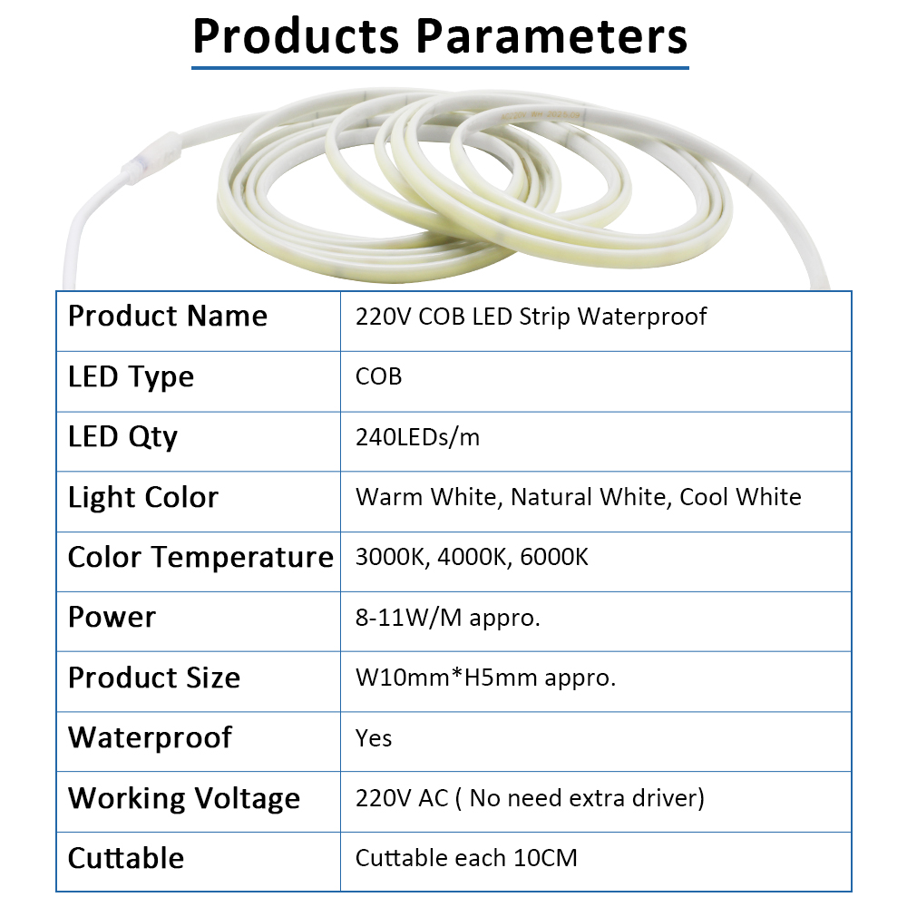 220V IP67 Striscia LED COB imp - Outdoor Power Strip Weatherproof recensione e prezzo